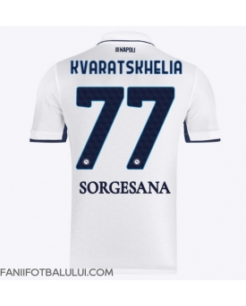 SSC Napoli Khvicha Kvaratskhelia #77 Tricou Fotbal Replică 2024-25 Barbati Deplasare